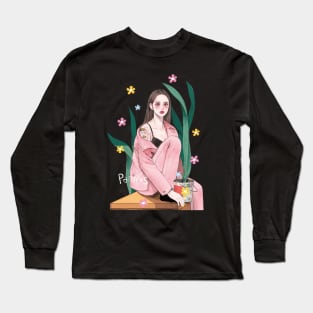 Girl with plants Long Sleeve T-Shirt